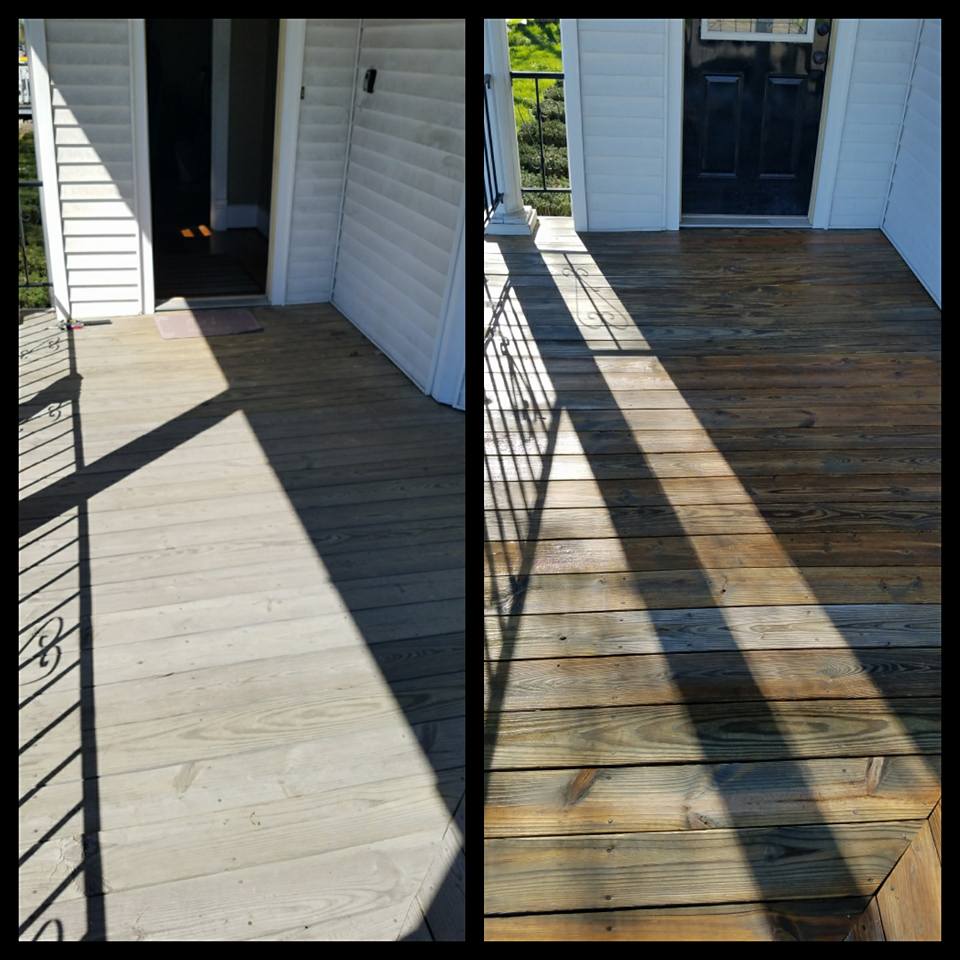 power wash of wood porch