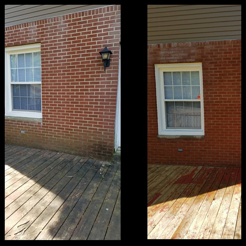 brick home, side patio, power wash