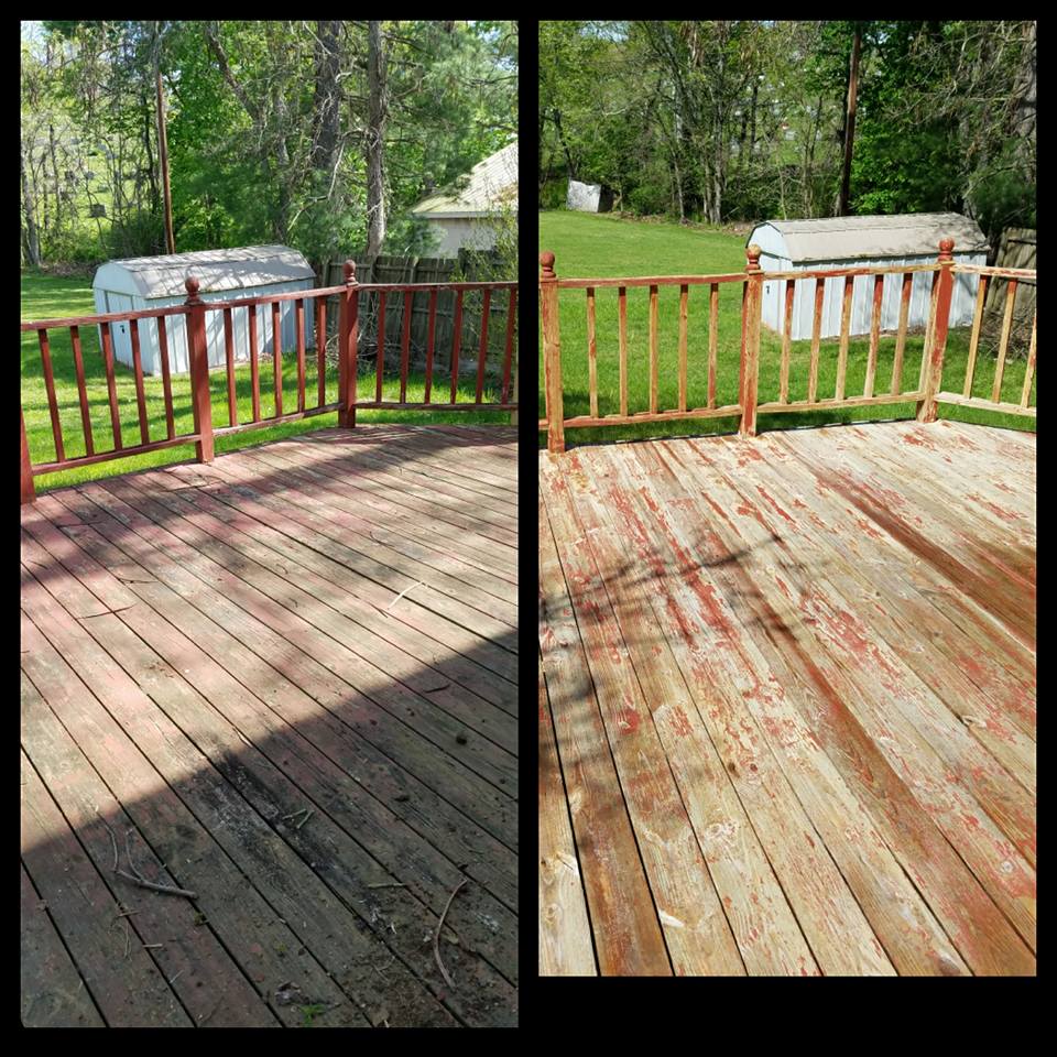 large wood deck, power wash